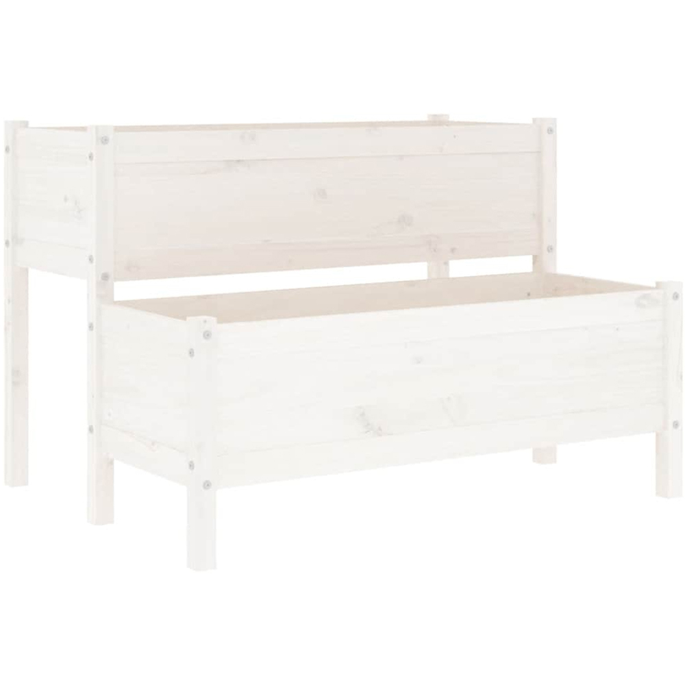 vidaXL 2-Tier White Solid Pine Wood Garden Planter 75 x 84 x 110cm Image 1