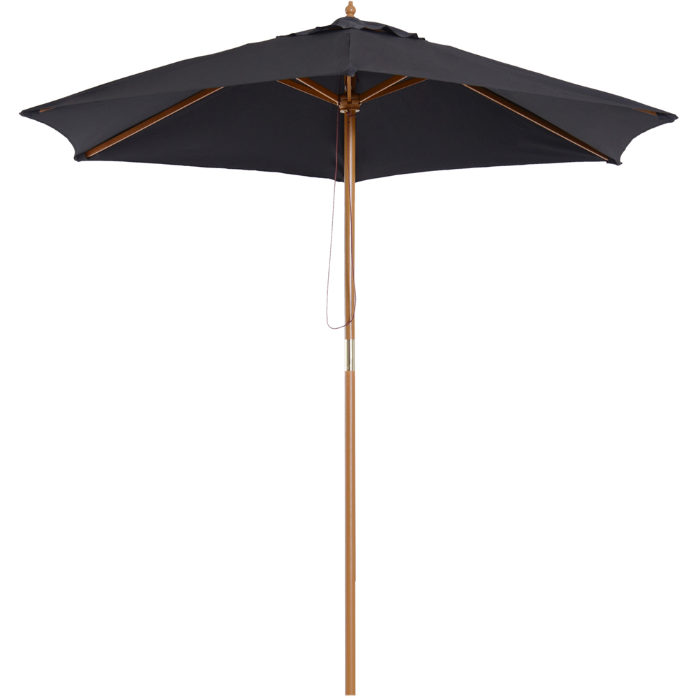 Outsunny Black Wooden Umbrella Parasol 2.5m Image 1
