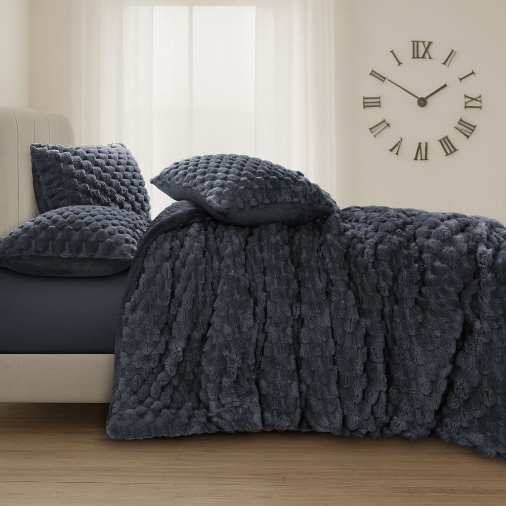 Velosso Single Charcoal Chunky Popcorn Duvet Set Image 2