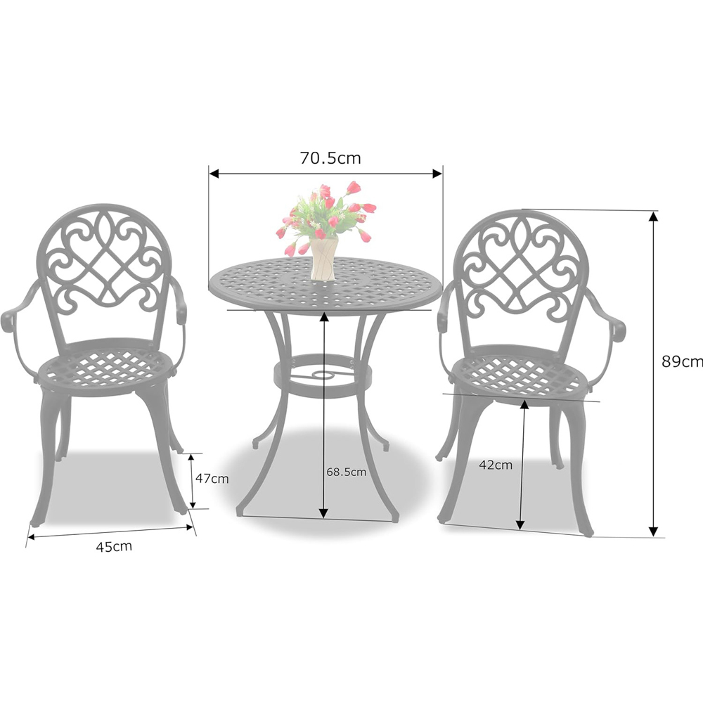 Centurion Supports Prego 2 Seater Black Aluminium Bistro Set with Table Image 9