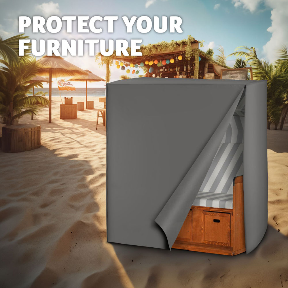 tectake Grey Beach Chair Cover Image 6
