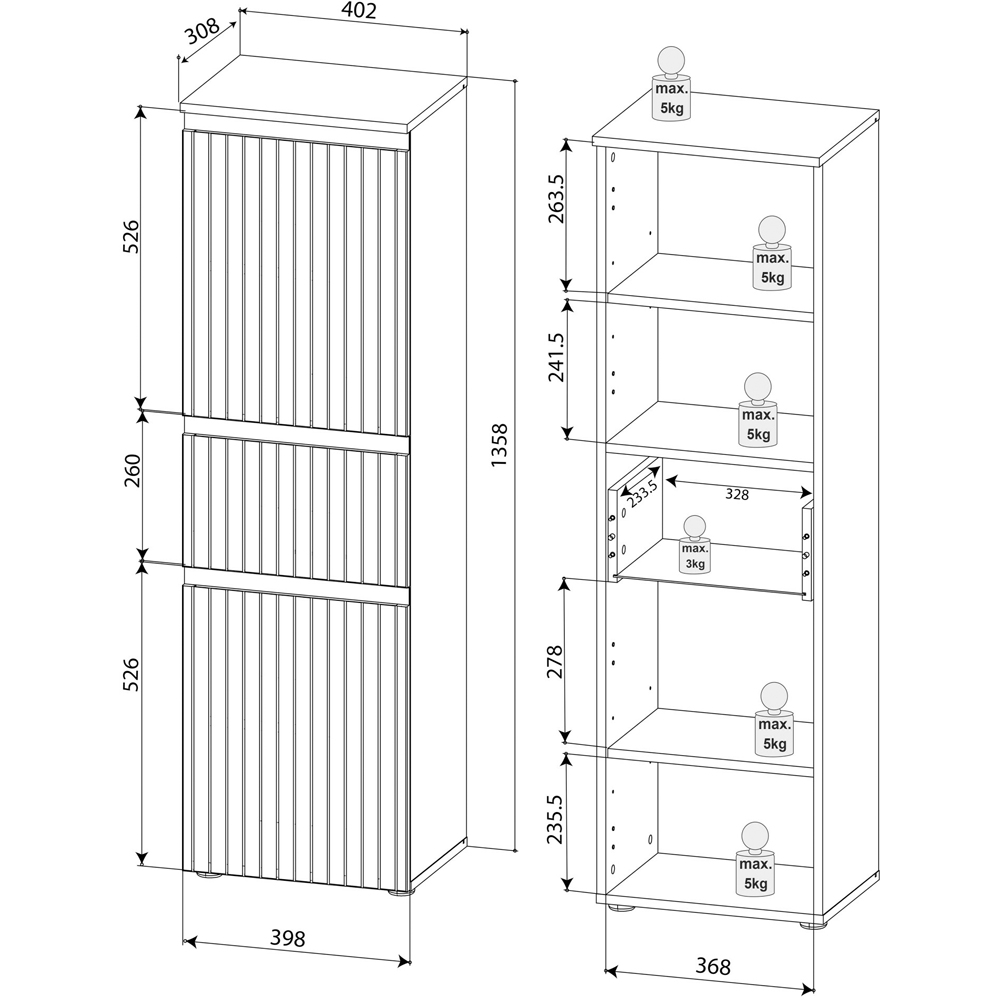 Julian Bowen Austin Single Drawer 2 Door Narrow Cabinet Image 8