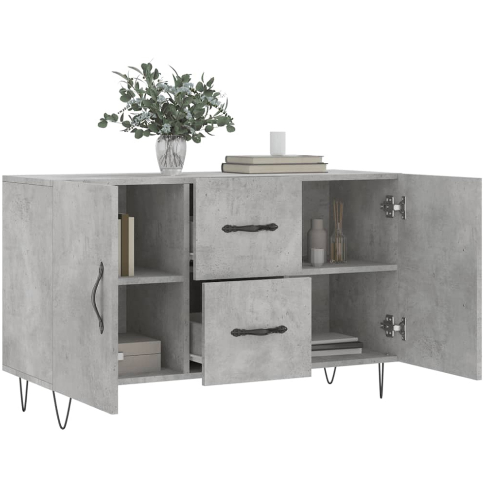 vidaXL 2 Door 2 Drawer Concrete Grey Wooden Sideboard Image 4