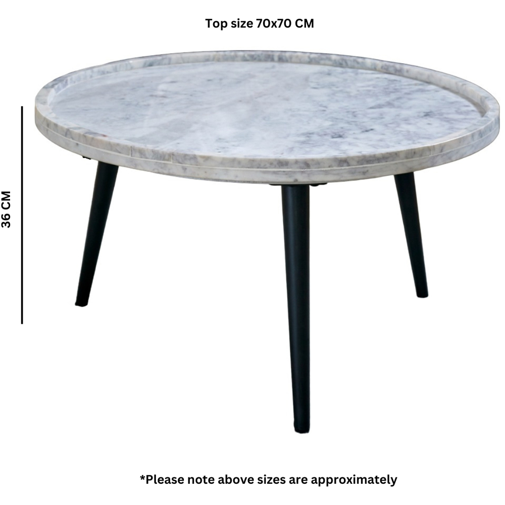 Brooklyn Opal White Marble Top Round Coffee Table Image 8