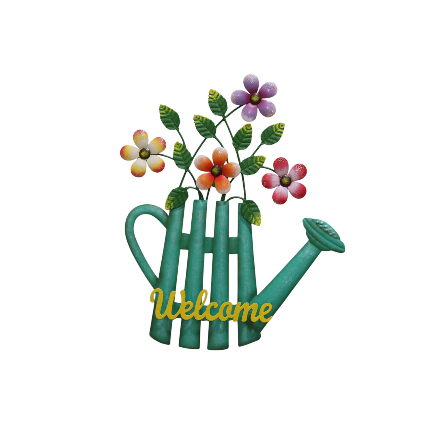 Indoor and Outdoor Floral Watering Can Sign Blue Image 1