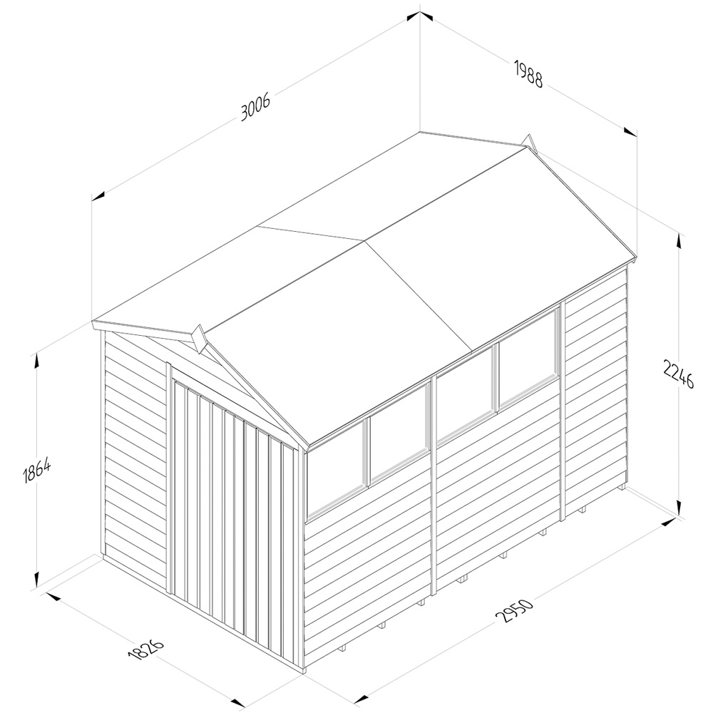 Forest Garden 4LIFE 6 x 10ft Double Door 4 Windows Apex Shed Image 9