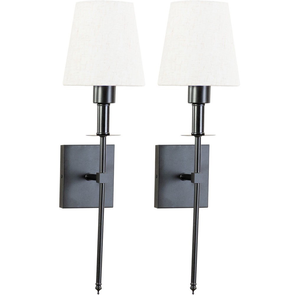 ValueLights Kincaid Black Easy Fit Rechargeable LED Wall Light 2 Pack Image 1
