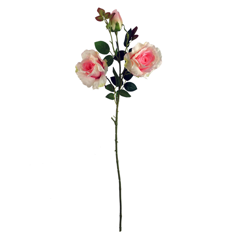 Leaf Pink Rose Artificial Stem 80cm 6 Pack Image 3