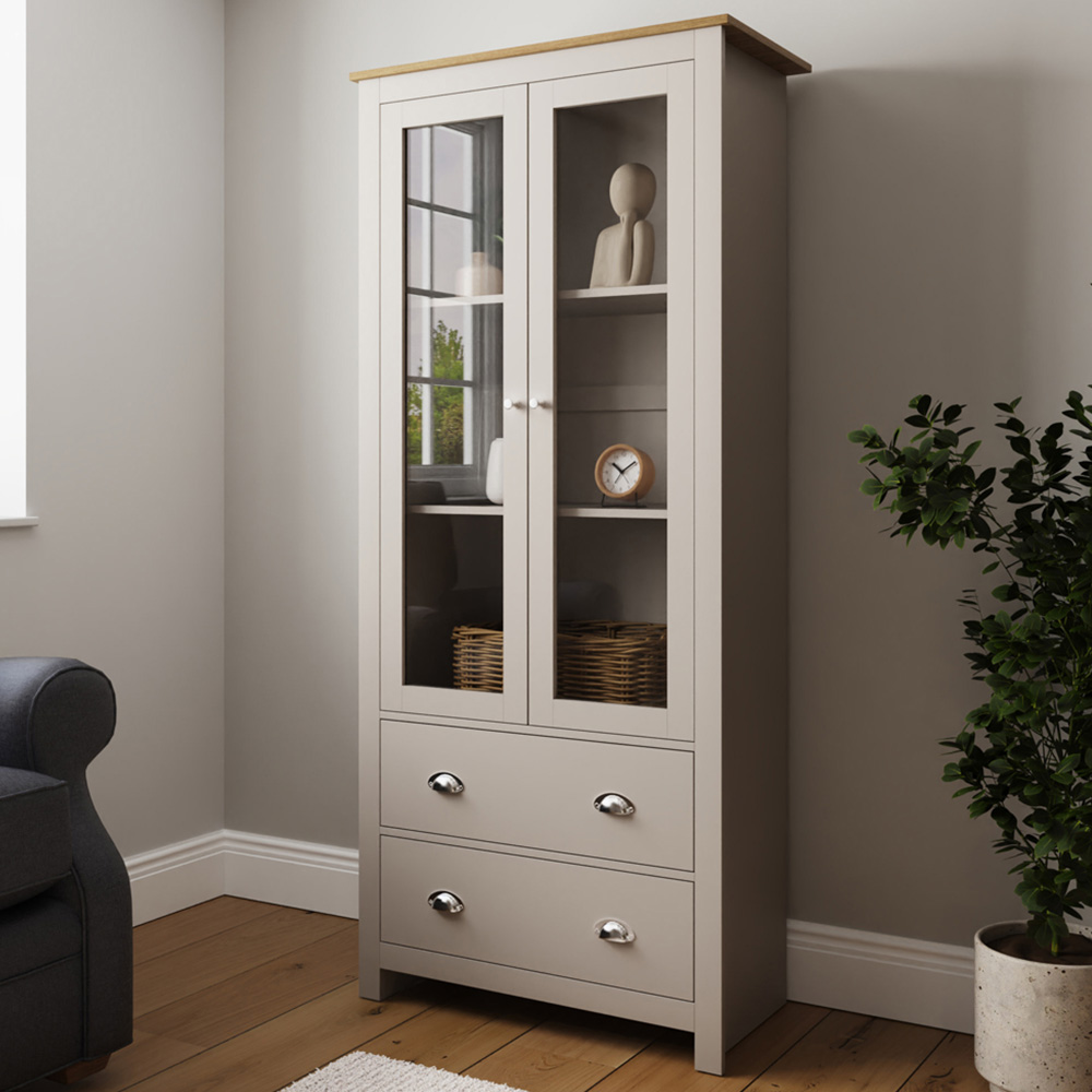 GFW Lancaster 2 Door 2 Drawer Grey Display Unit Image 1