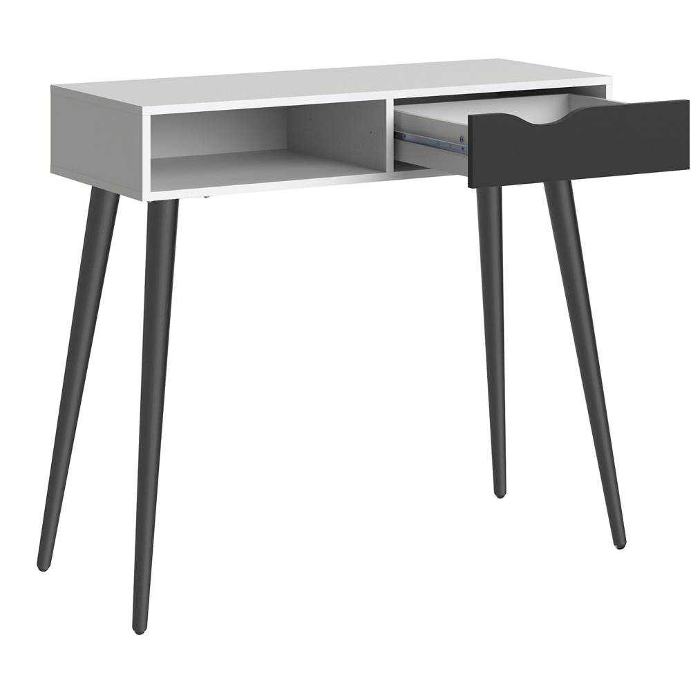 Florence Single Drawer Single Shelf White and Matt Black Console Table Image 5