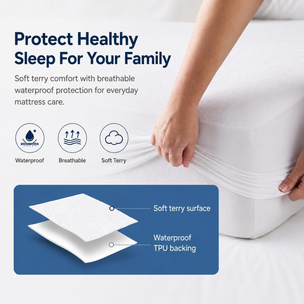 MHG Living Single Terry Waterproof Mattress Protector Image 5