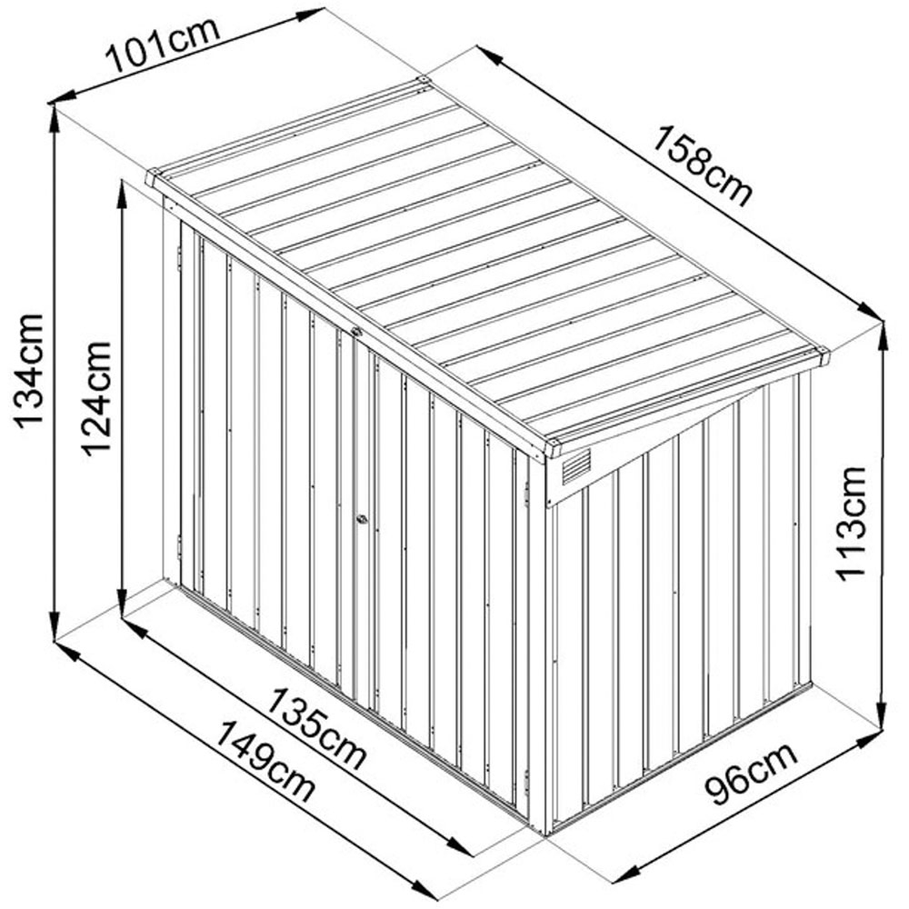 Zipper ZI-MTB2 4.4 x 3.1ft Metal Wheelie Bin Store Image 6