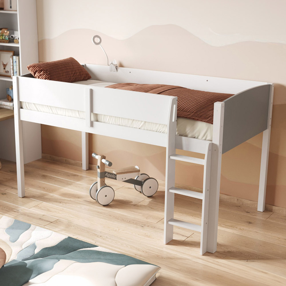 Flair Loop White and Grey Wooden Mid Sleeper Cabin Bed Image 1