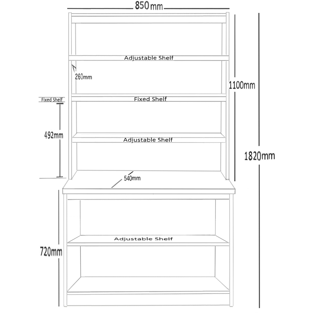 R White Cabinets 8 Shelf White Desk Height Bookcase with Hutch Image 5
