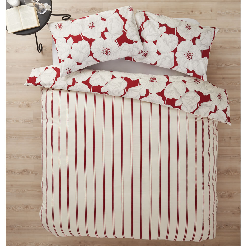 Wilko Duvet Set Double Floral Red Wilko
