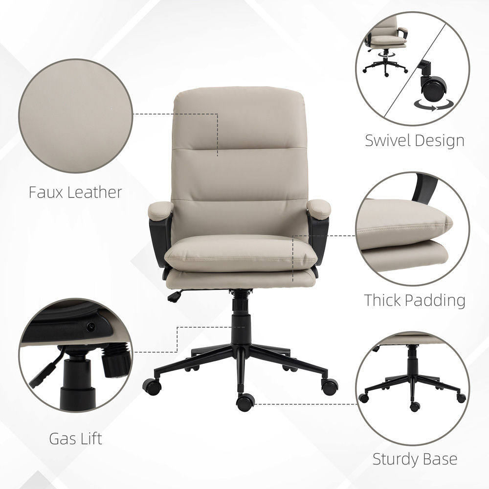 Portland Light Grey PU Leather Swivel Office Chair Image 6