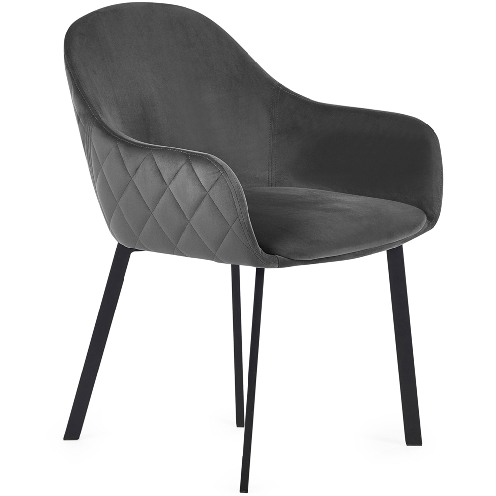 Julian Bowen Lima Set of 2 Grey Velvet Diamond Stitch Dining Chair Image 3