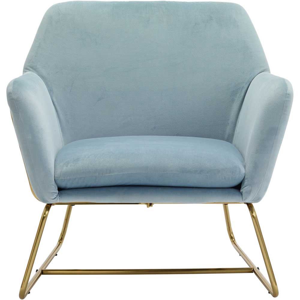 Charles Sky Blue and Gold Velvet Armchair Image 3