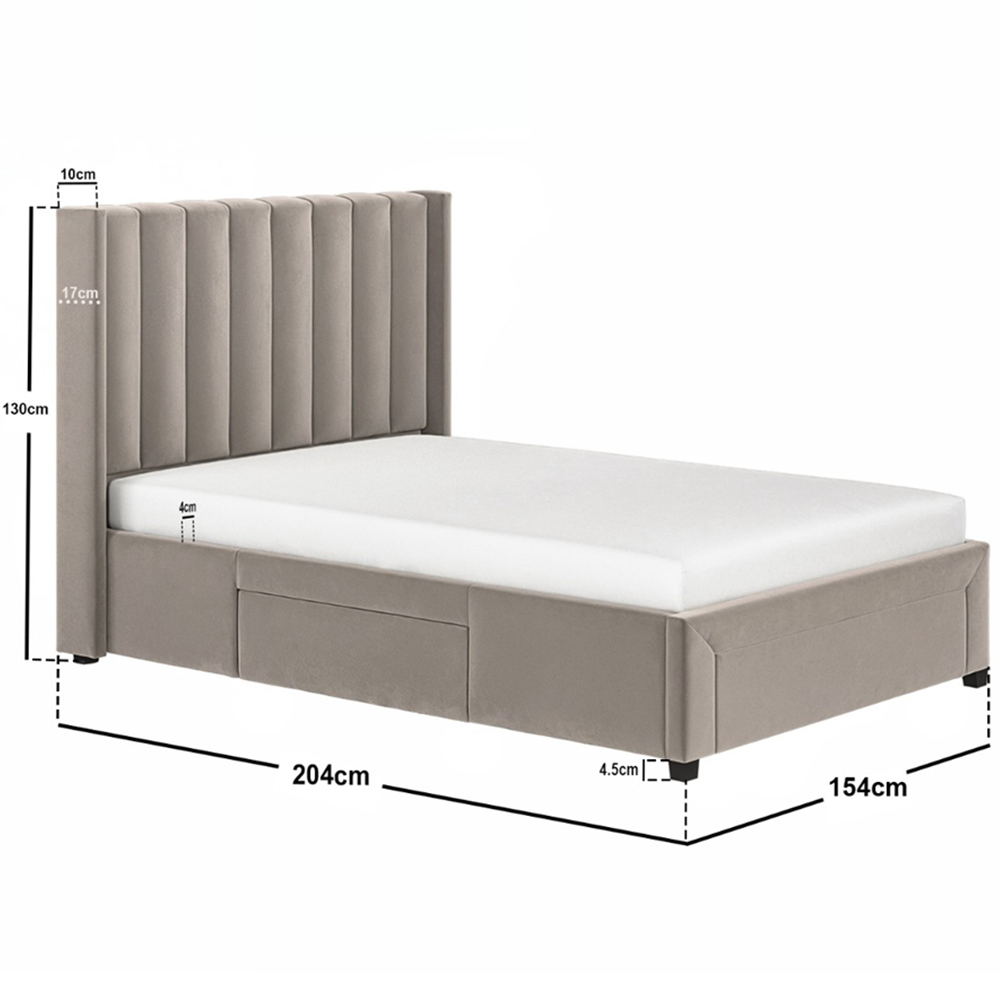 Flair Tiggy Double Beige Velvet Storage Bed with Winged Headboard Image 7