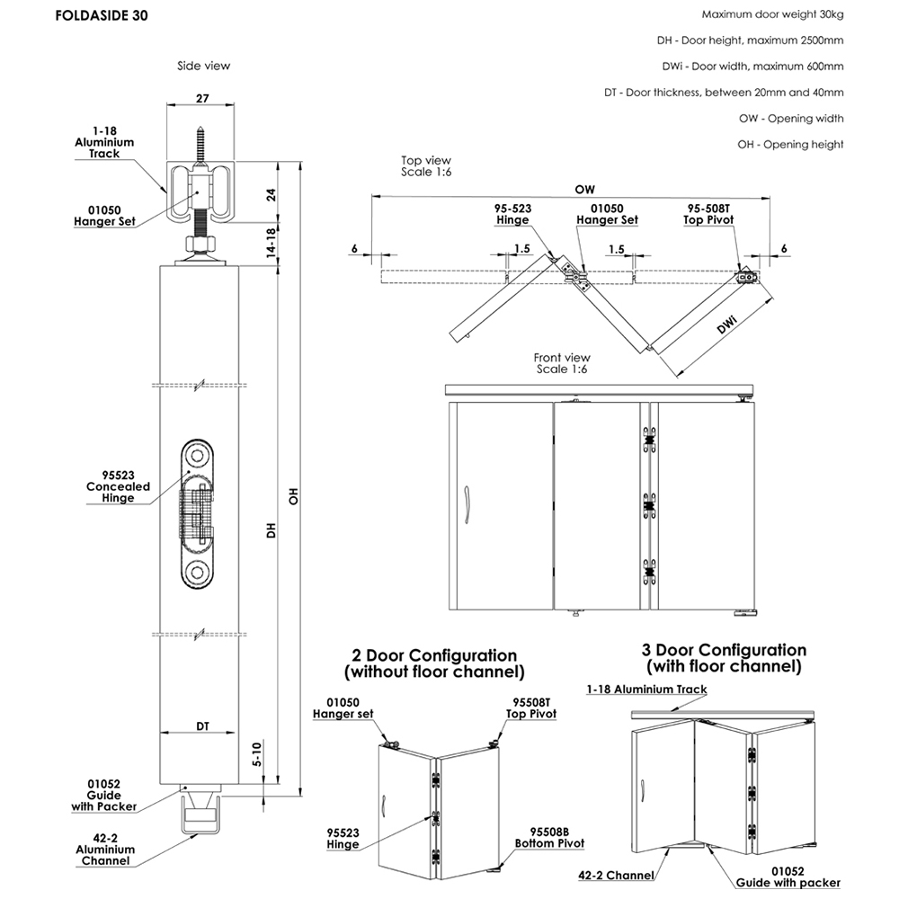 Coburn Foldaside 30 3 Door Foldable Door Track Fixing Kit 1.8m Image 3