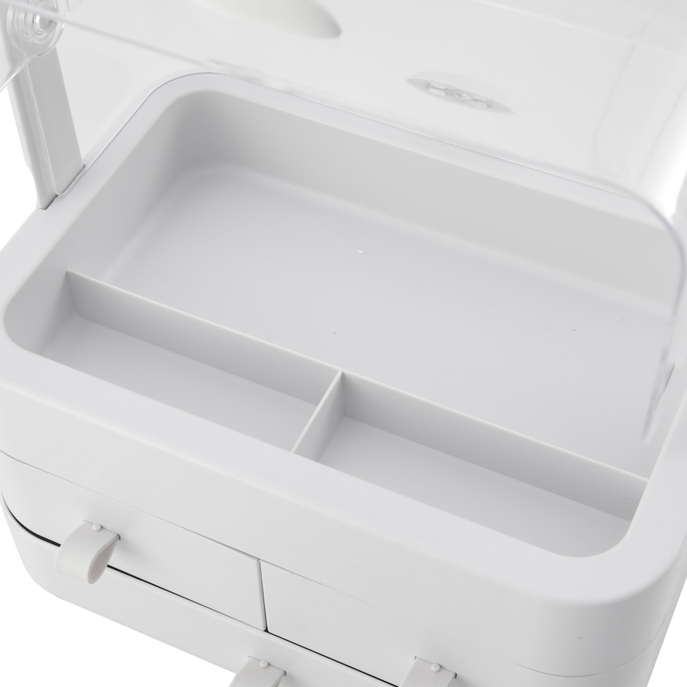 H&O Direct 3 Drawer White Portable Dustproof Makeup Storage Box Image 4