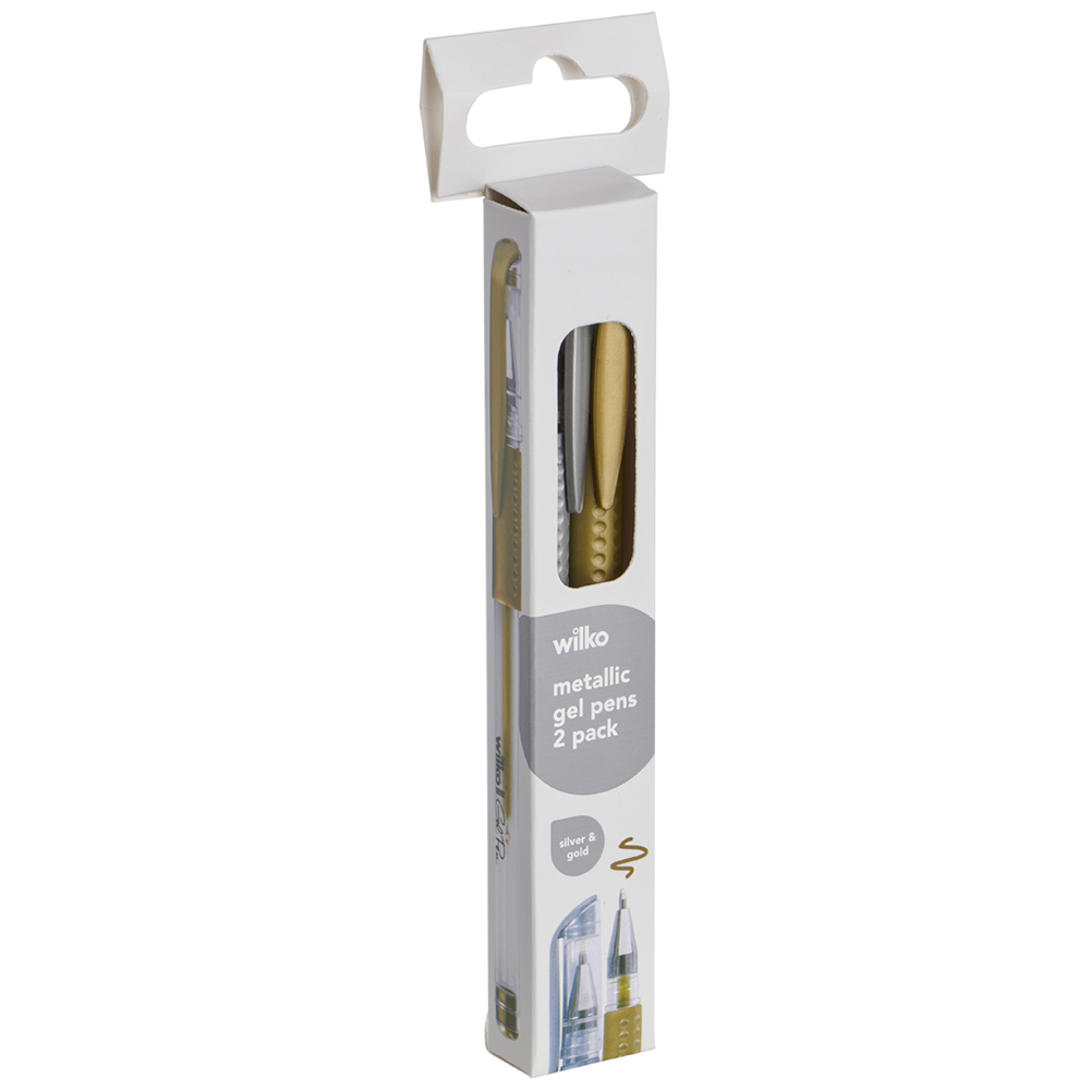Wilko Metallic  Gold and Silver Gel Pens 2 pack Image 5