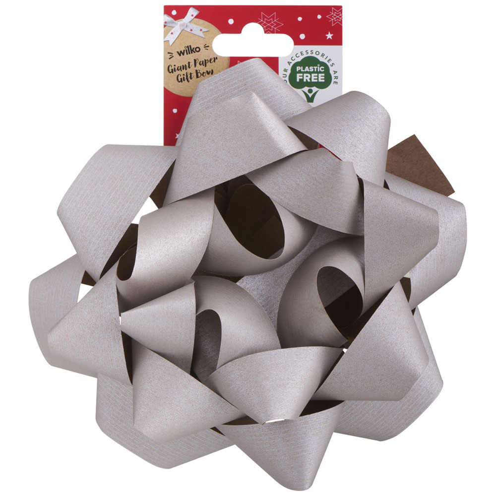 Wilko Silver Giant Paper Gift Bow Image 2