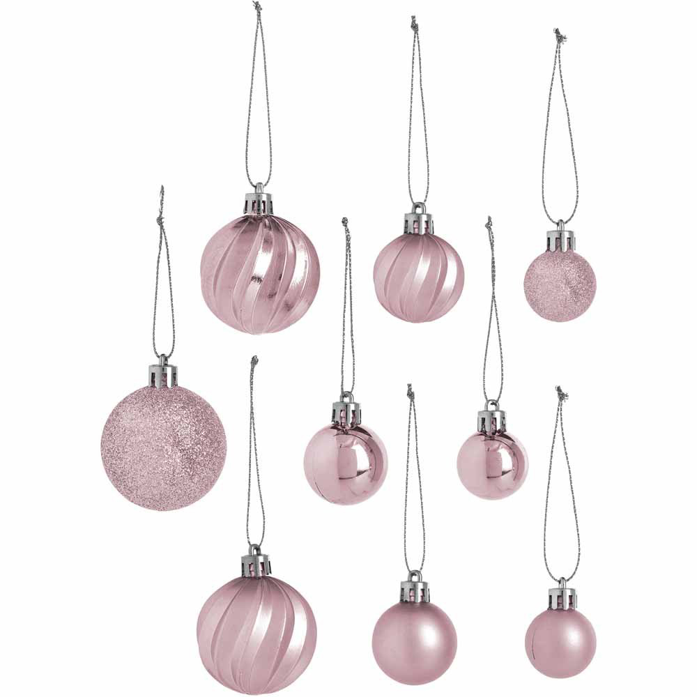 Wilko Glitters Large Baubles Pink 38 pack Image 2