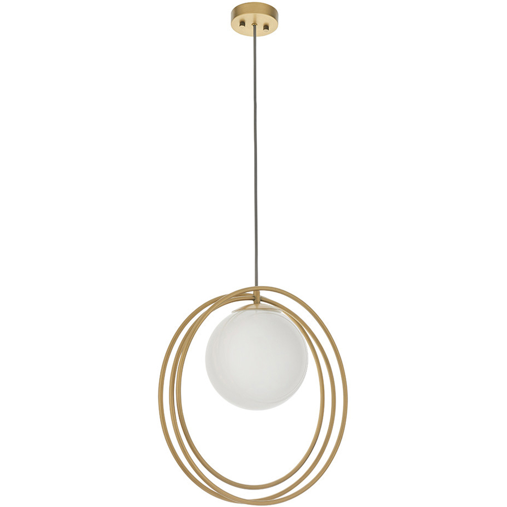 Merano Bergamo Gloss Opal Glass Shade Brushed Gold Pendant Light Image 1