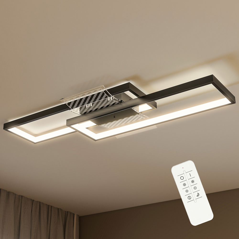 Portland Black Geometric Dimmable LED Ceiling Light with Remote Control Image 3