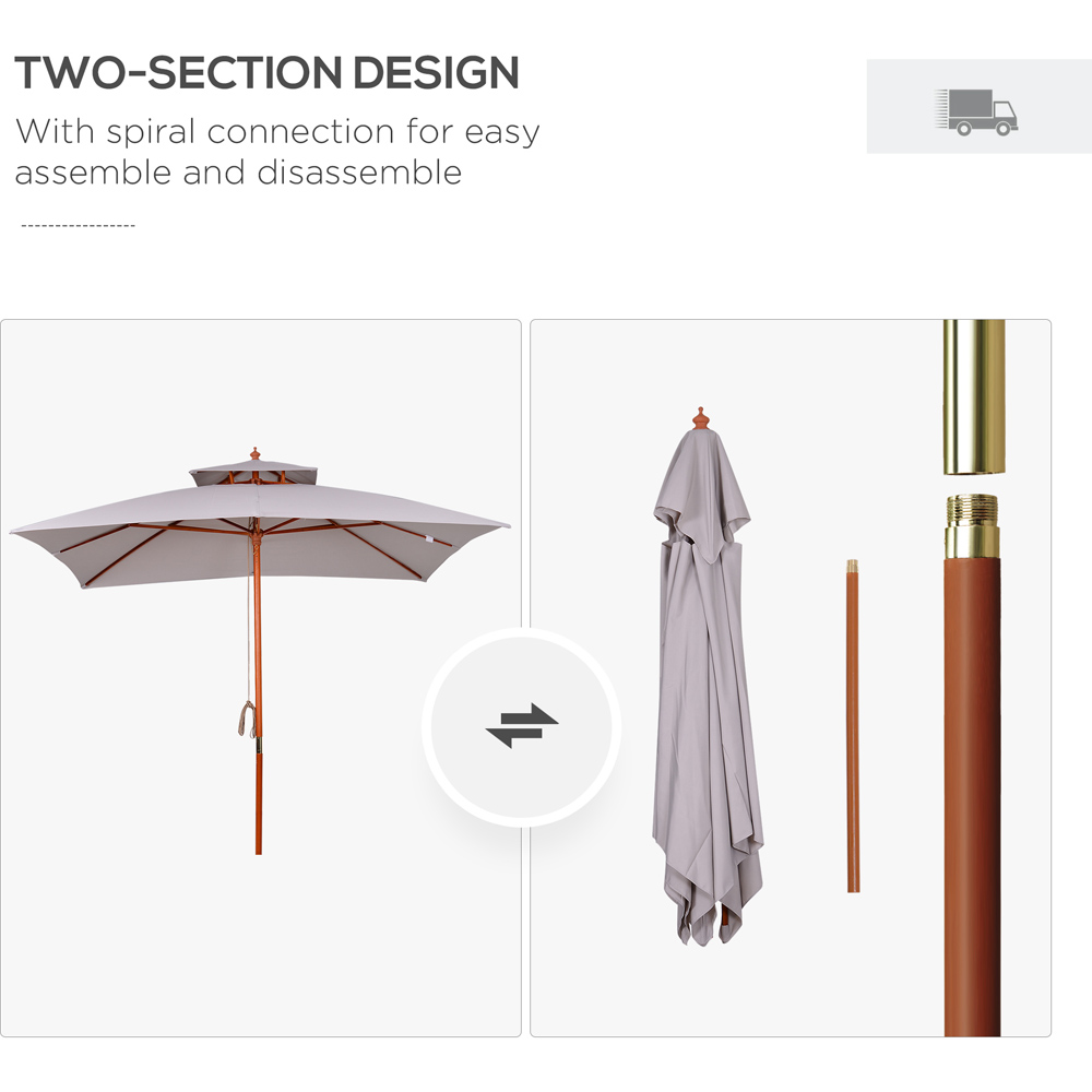 Outsunny Grey 2 Tier Square Parasol 3m Image 6
