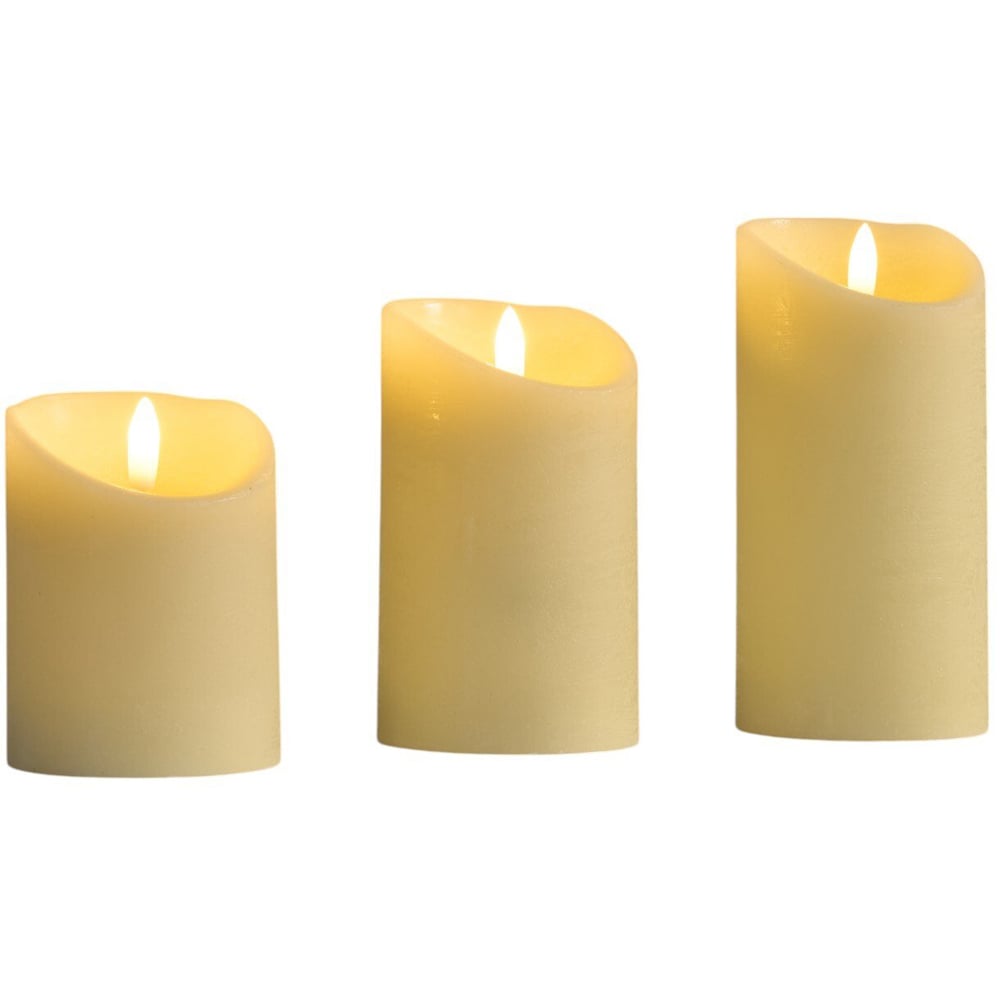 Set of 3 Ivory Flicker LED Candles Ivory Image 1