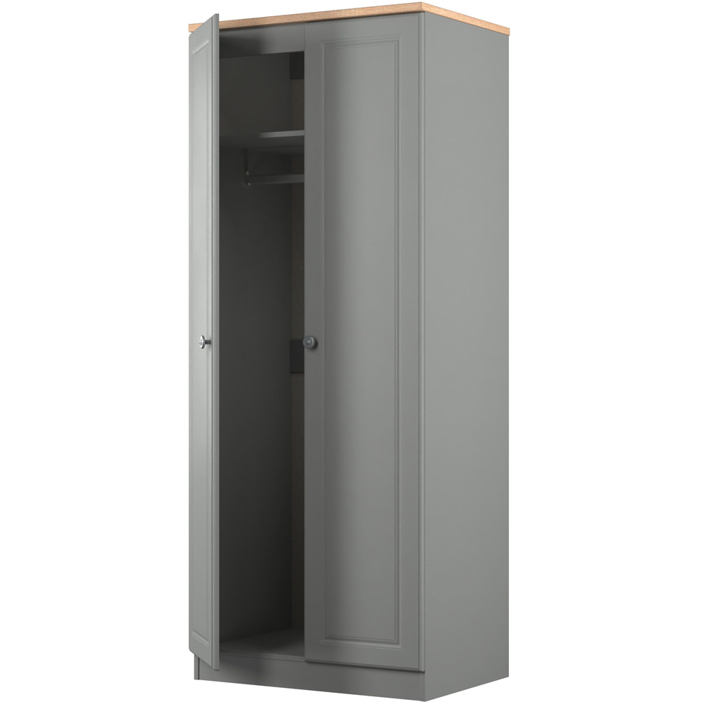 Crowndale Norfolk 2 Door Dusk Grey and Bardolino Oak Wardrobe Ready Assembled Image 4