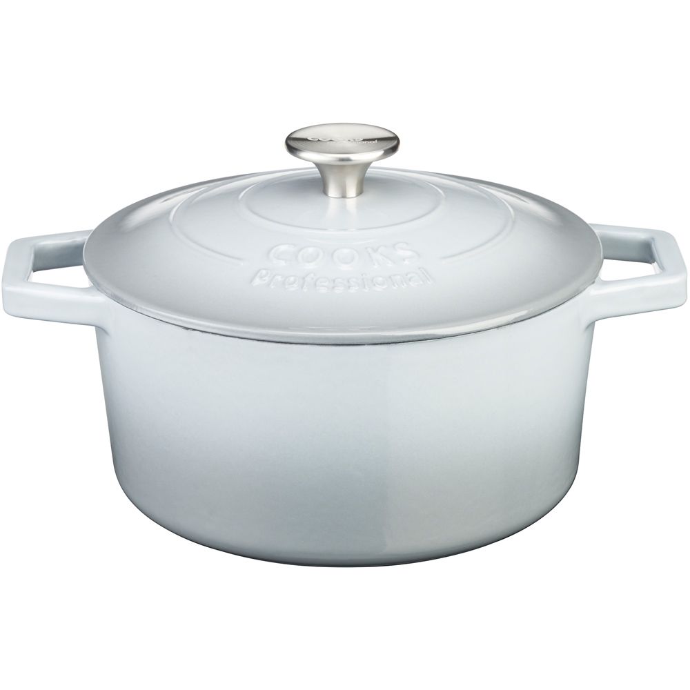 Cooks Professional 20cm Grey Cast Iron Casserole Dish with Lid Image 1
