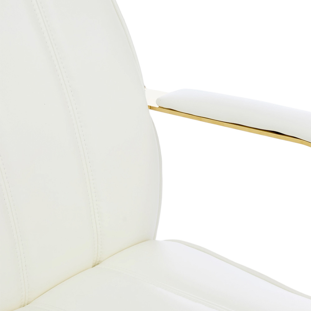 Living and Home Beige PU Leather Vertical Tufting Height Adjustable Swivel Office Chair Image 4