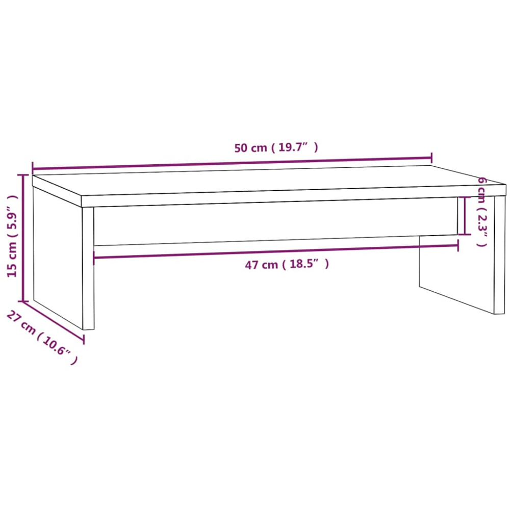 vidaXL White Solid Pine Wood Monitor Stand Image 7