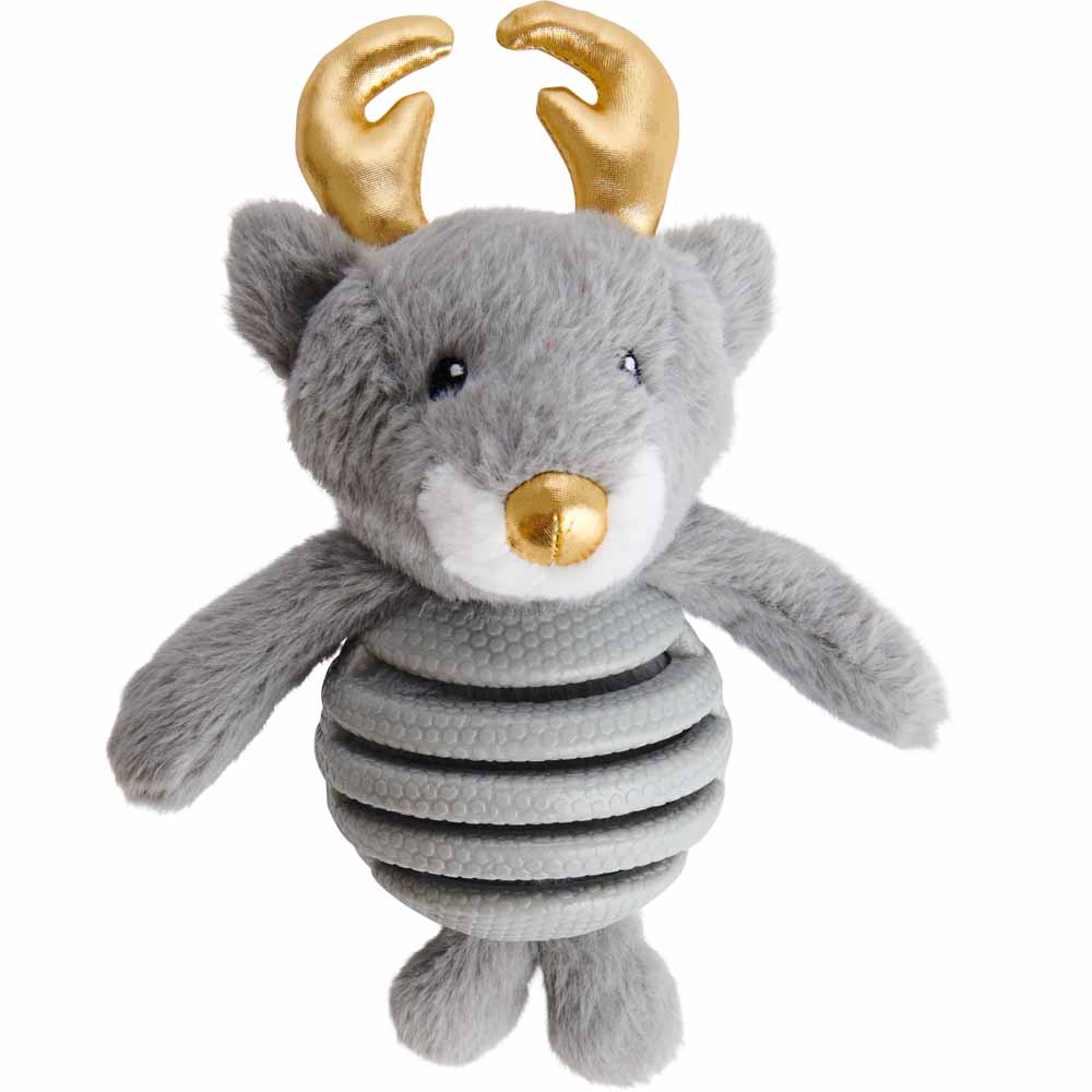 Rubber Belly Silver Reindeer Dog Toy Image