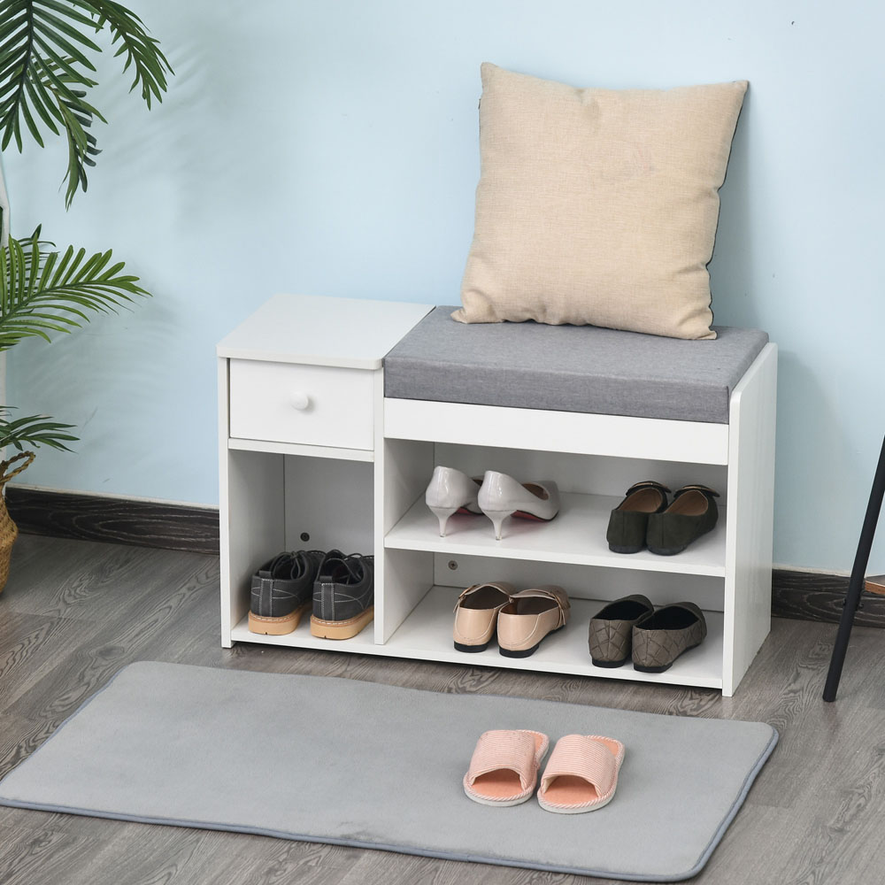 Portland Single Drawer White Shoe Cabinet Image 4
