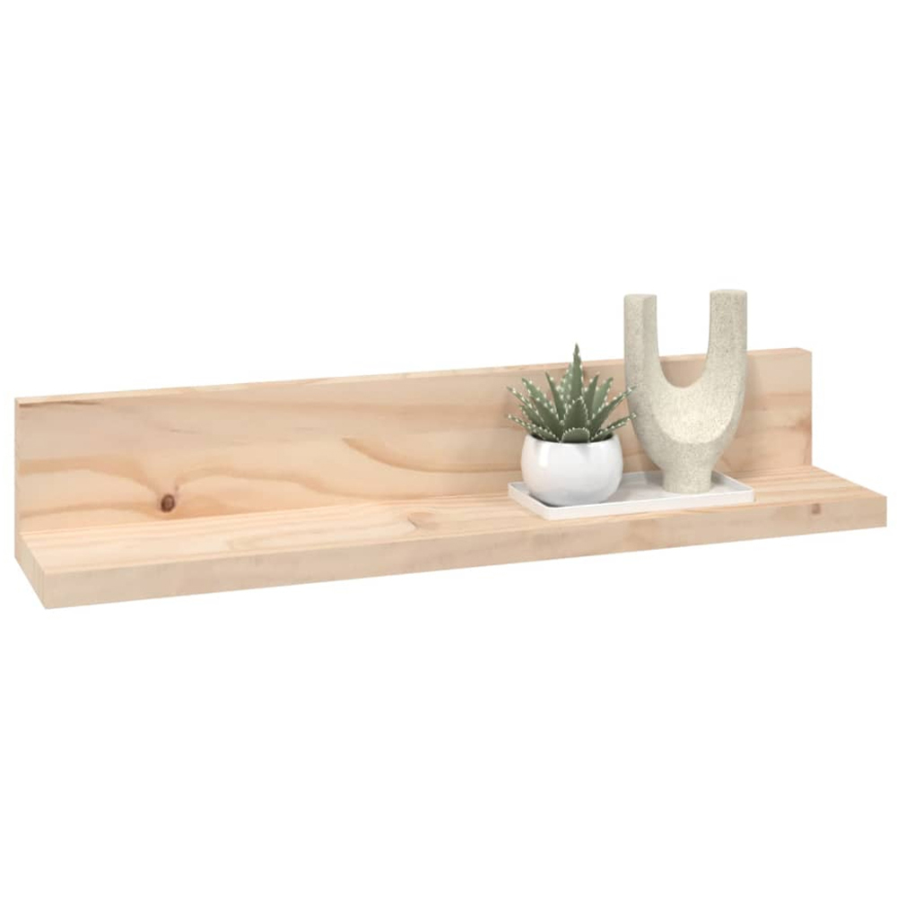 vidaXL 50cm Set of 2 Natural Solid Pine Wood Floating Wall Shelf Image 5