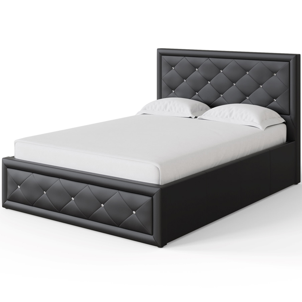 GFW Hollywood Double Black Gas End Lift Ottoman Bed with Buttoned Headboard Image 6