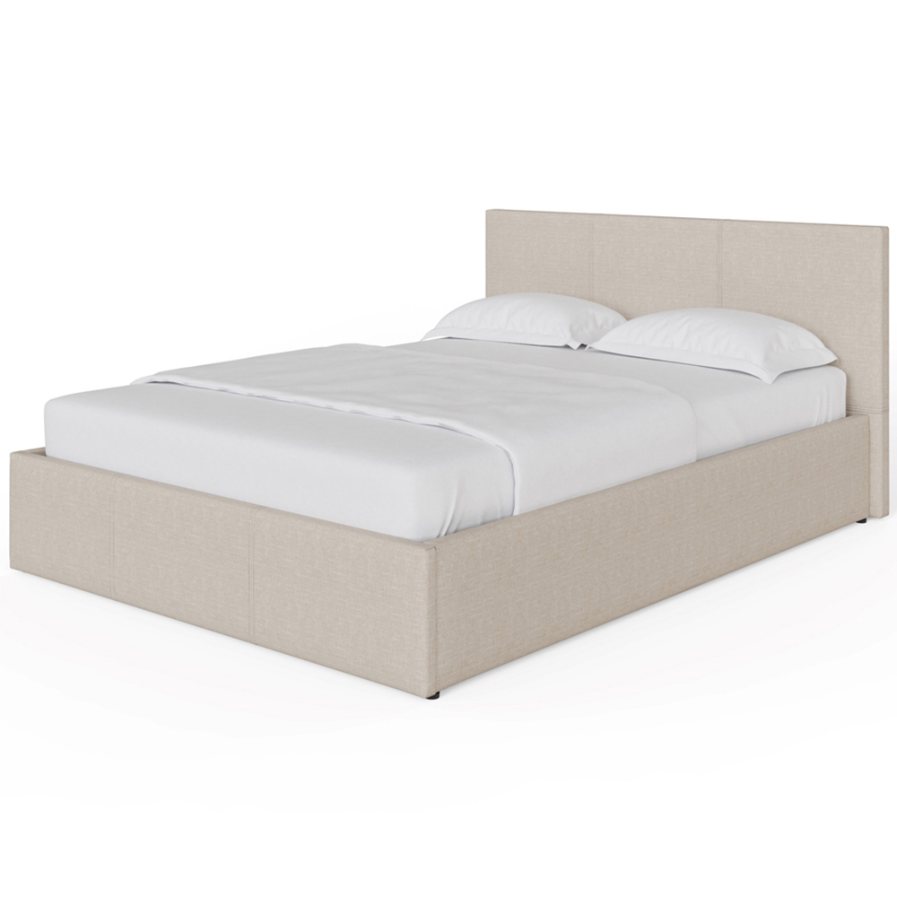 GFW King Size Natural Hopsack Fabric End Lift Ottoman Bed with Bonnell Mattress Image 3