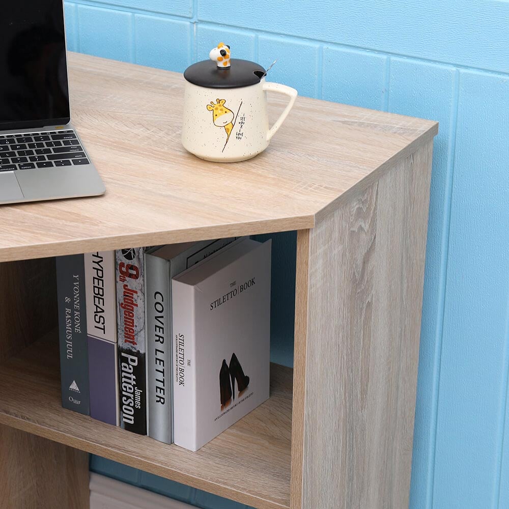 Home Source Wellington 2 Shelf Compact Corner Computer Desk Oak Effect Image 3