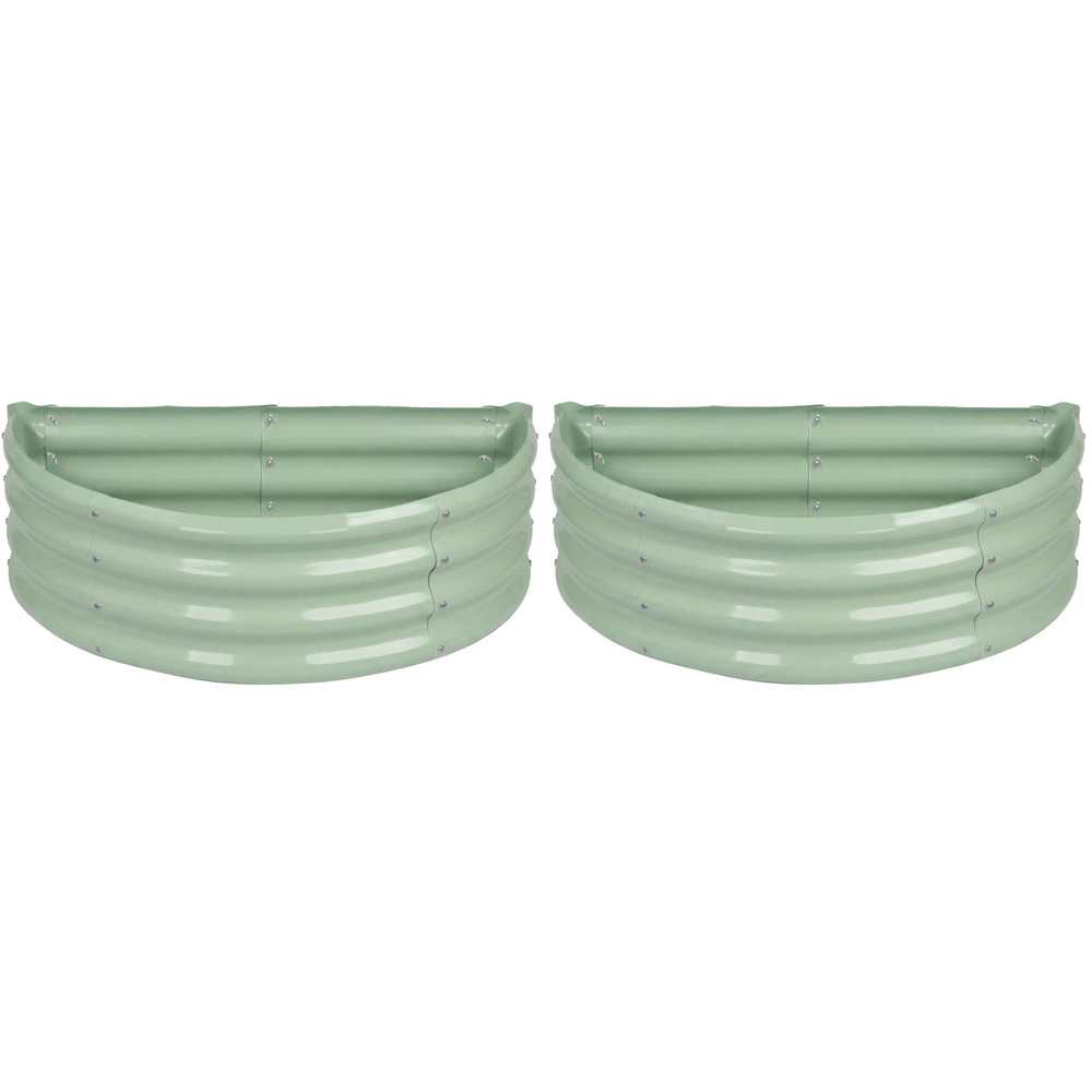 Harbour Housewares Green Semicircle Galvanised Steel Raised Garden Bed 90 x 45cm 2 Pack Image 1