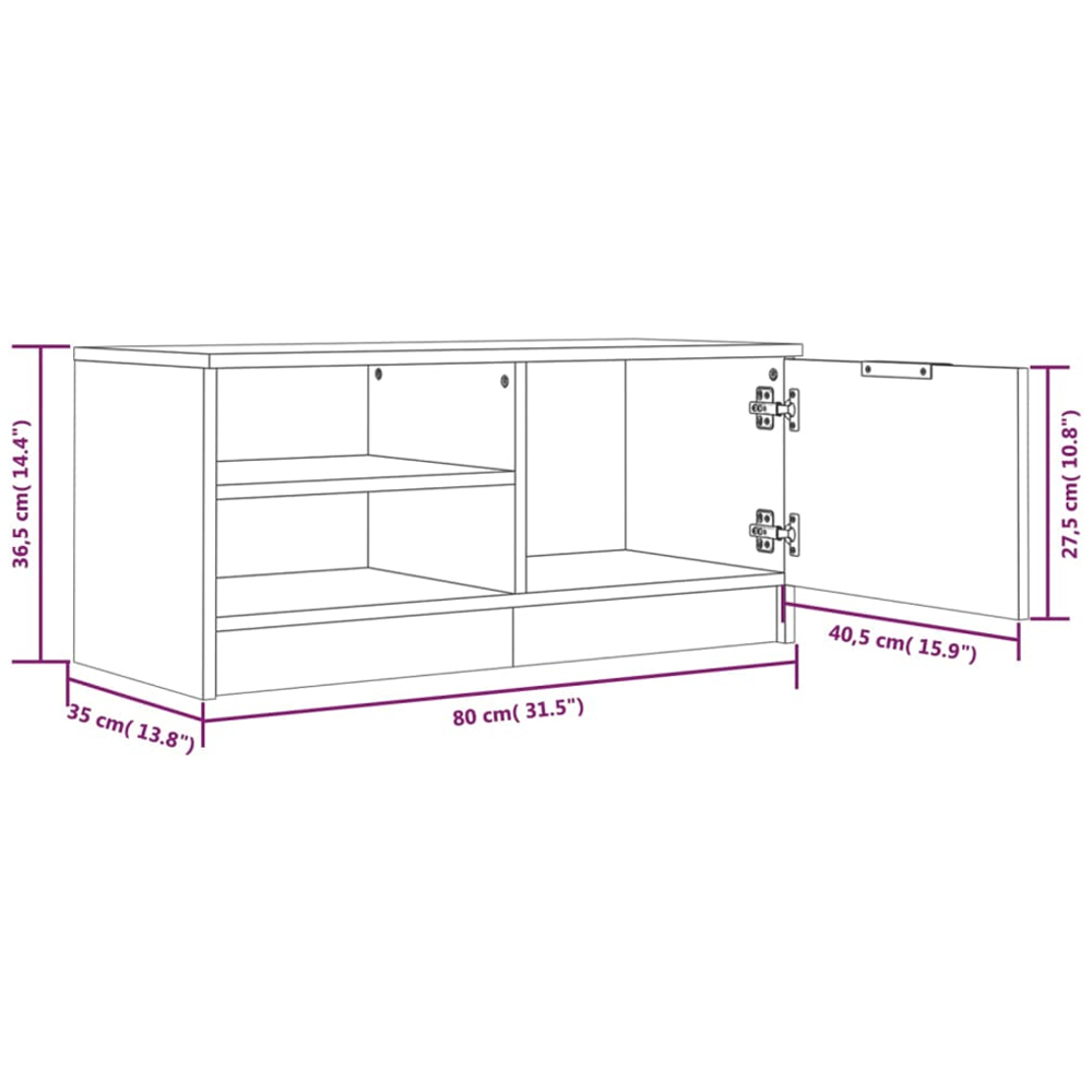 vidaXL 2 Door 4 Shelf Concrete Grey TV Cabinet Set of 2 Image 9