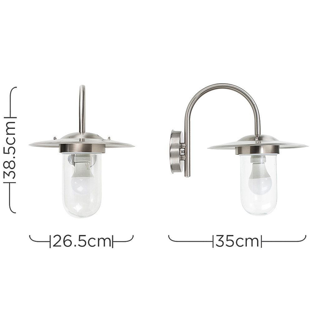 ValueLights Lancaster Silver Swan Neck Outdoor Wall Lantern Image 7