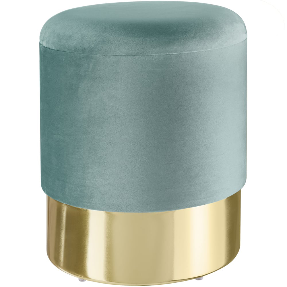 tectake Sarina Turquoise Velvet Look Padded Round Stool with Storage Image 2