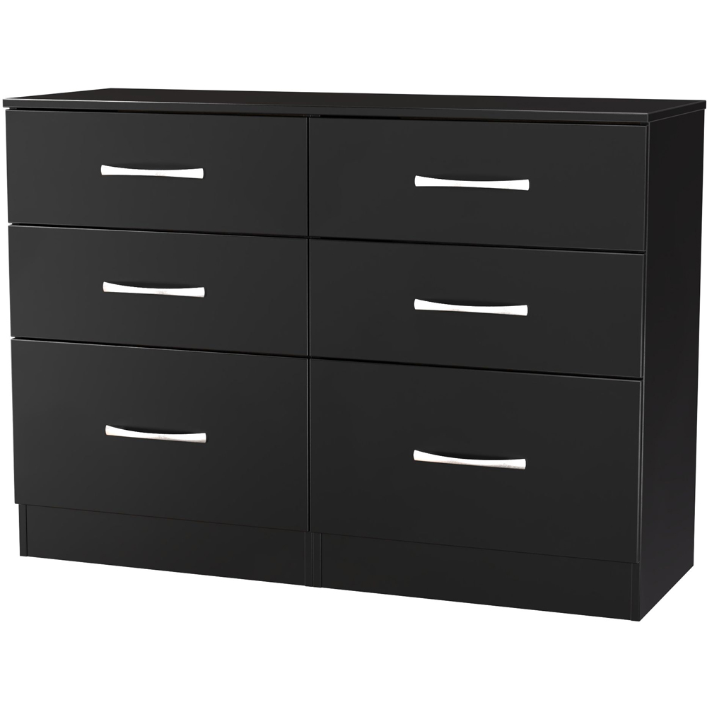 Crowndale Avon 6 Drawer Matt Black Wide Chest of Drawers Ready Assembled Image 4