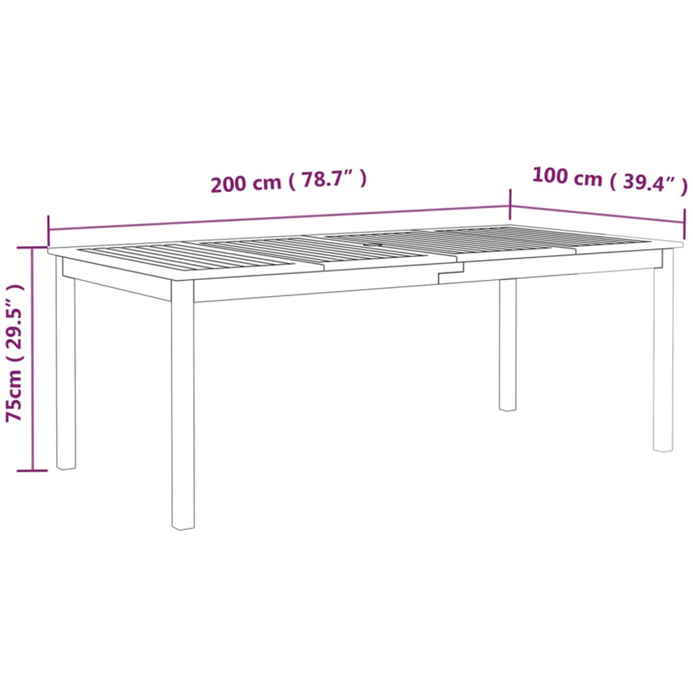 vidaXL 6 Seater Solid Acacia Wood Rectangular Garden Dining Table Grey Image 7