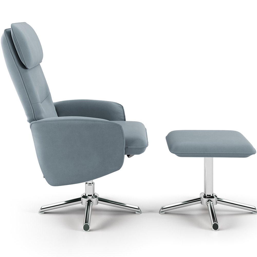Dorel Belding Grey Faux Leather Recliner Chair with Footstool Image 4