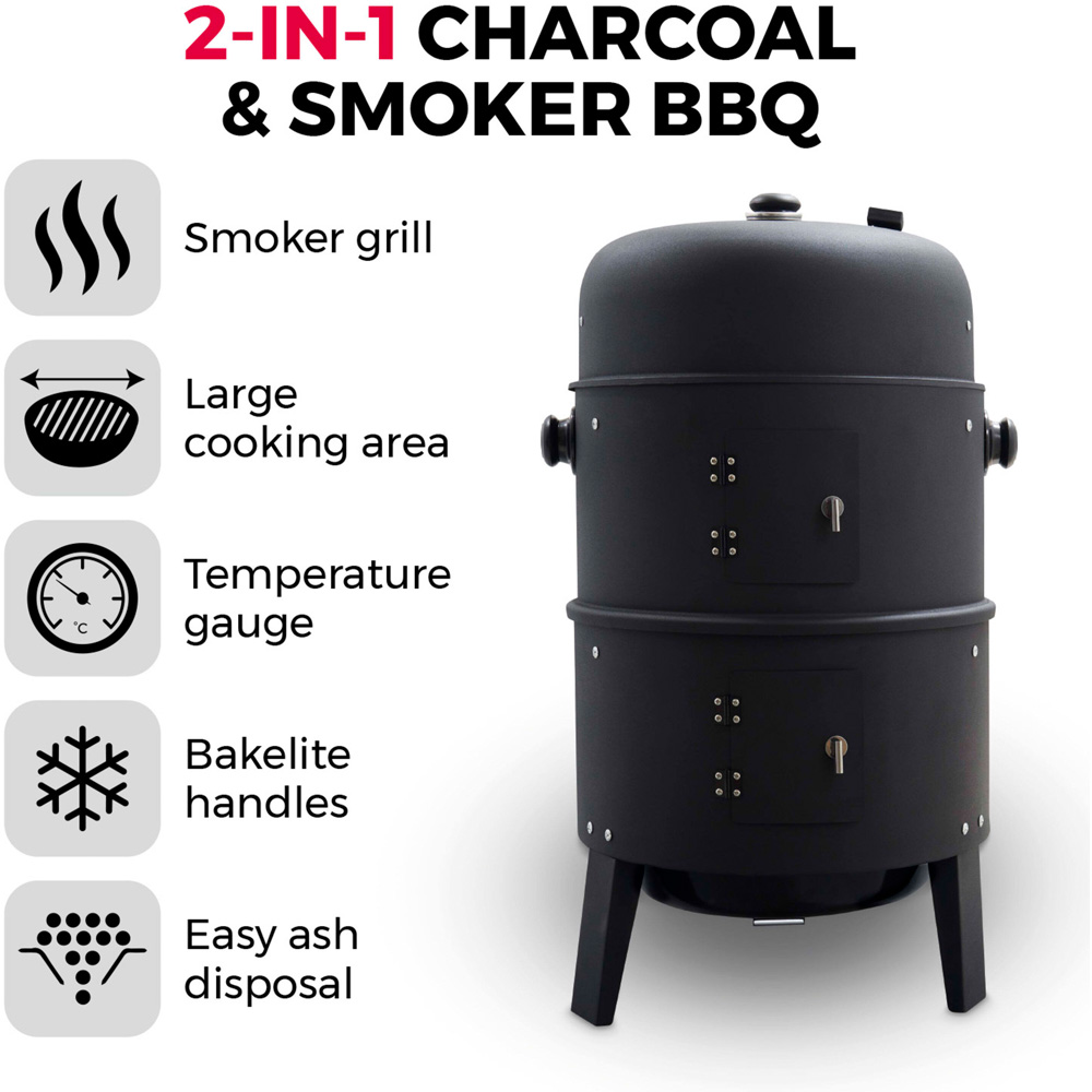 Tower 2 in 1 Charcoal and Smoker BBQ Grill Image 2
